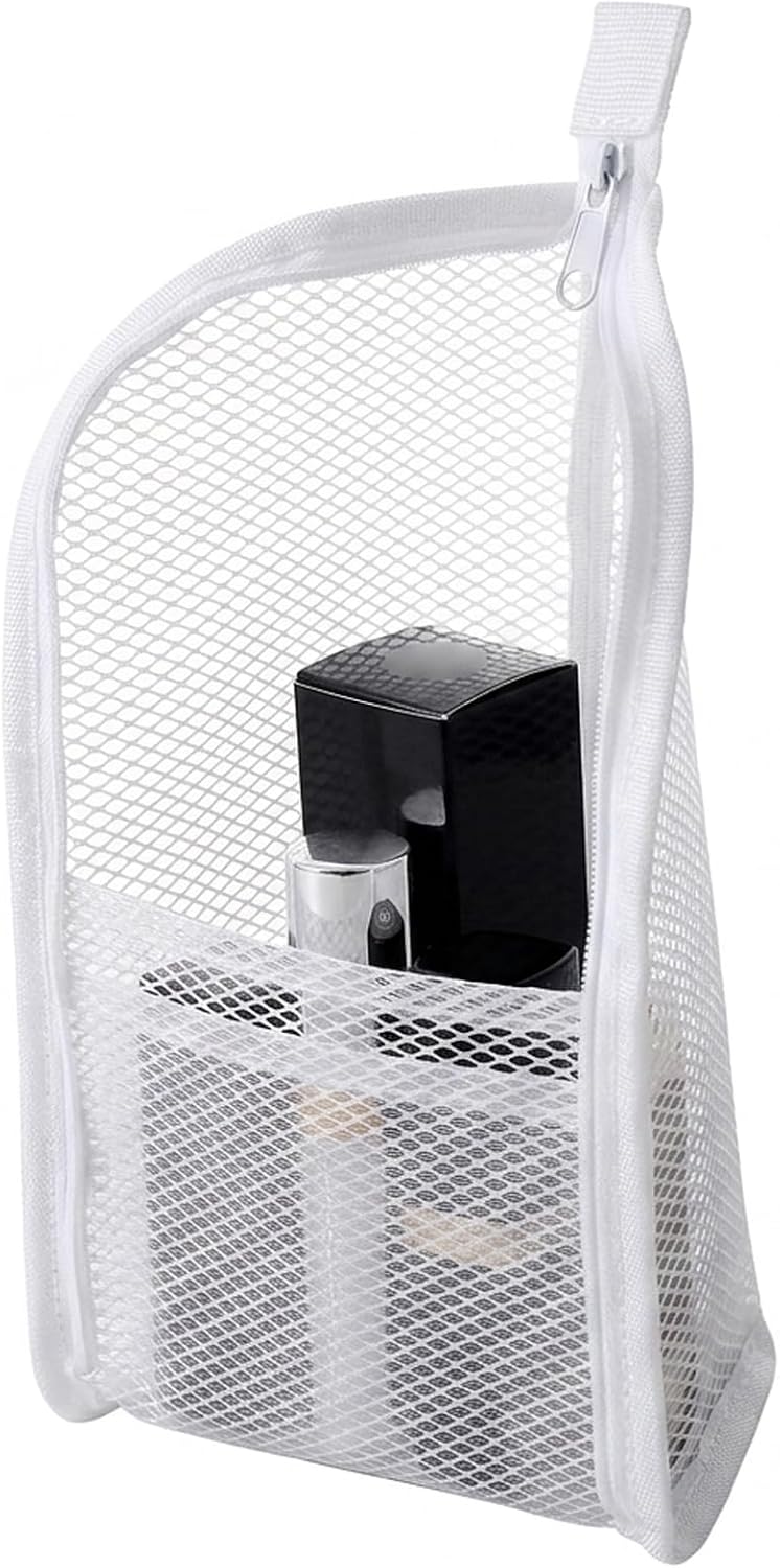 Travel Toiletry Bag - Hanging Makeup Organizer with Clear Compartments | Large White Bag with Multiple Pockets