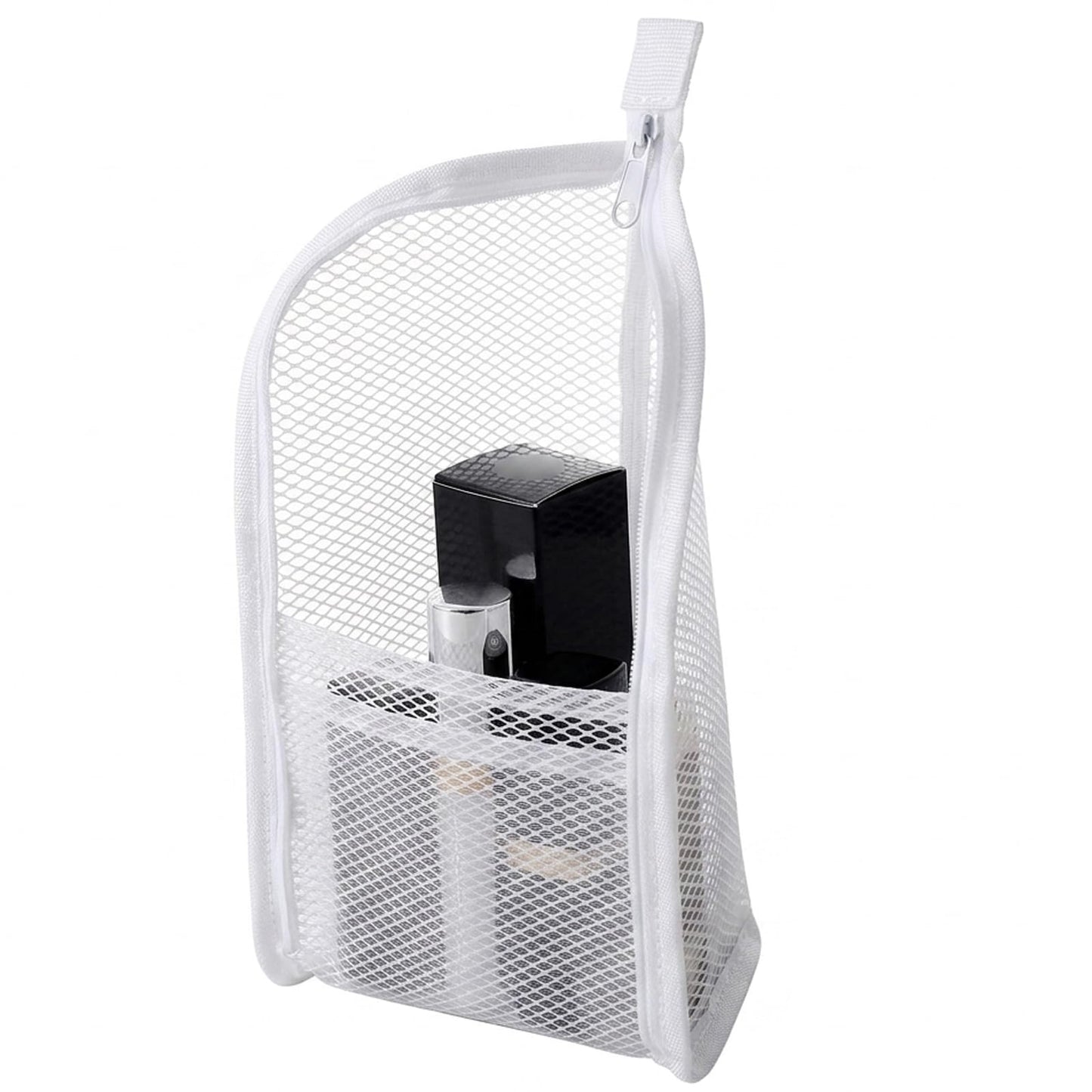 Nouysoc Standing Toiletry Bag, Hanging Travel Toiletry Bag with Clear Compartments, Large Makeup Bag for Organized Travel Essentials, White Standing Make Up Bag with Multiple Pockets