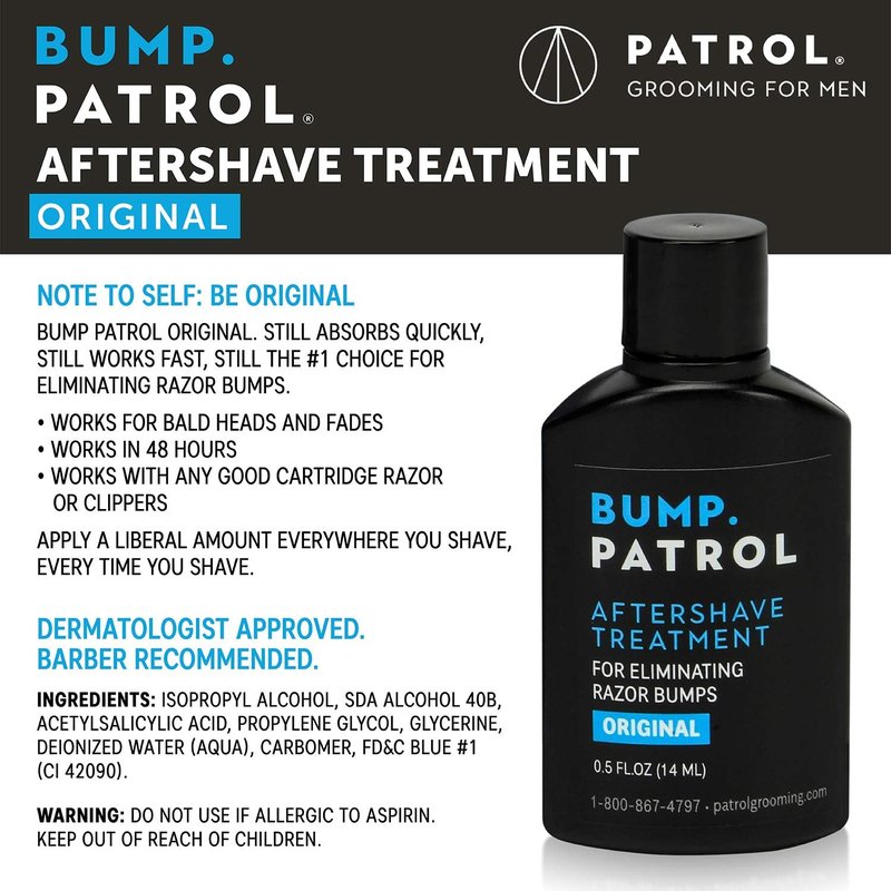Bump Patrol Original Formula Aftershave Treatment Serum – Razor Bump Stopper and Ingrown Hair Treatment for Men and Women, Ingrown Hair Serum with Salicylic Acid - 0.5 oz (Pack of 4)