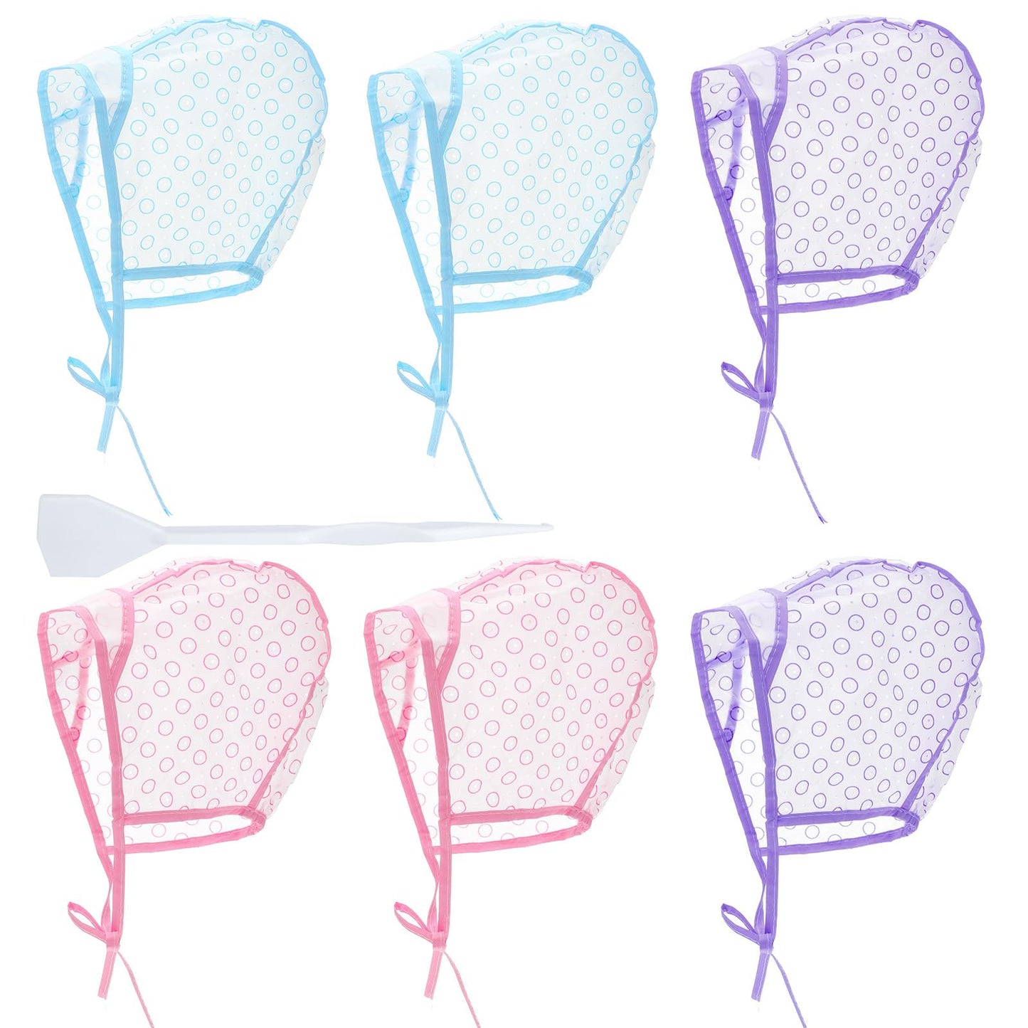 HJZHII 6 Pcs Hair Highlighting Caps, Hair Coloring Dye Cap with 6 Highlighting Crochet Hooks Highlight Hair Cap Dyeing Hairdressing Tool for Salon DIY Dyeing Hairdressing