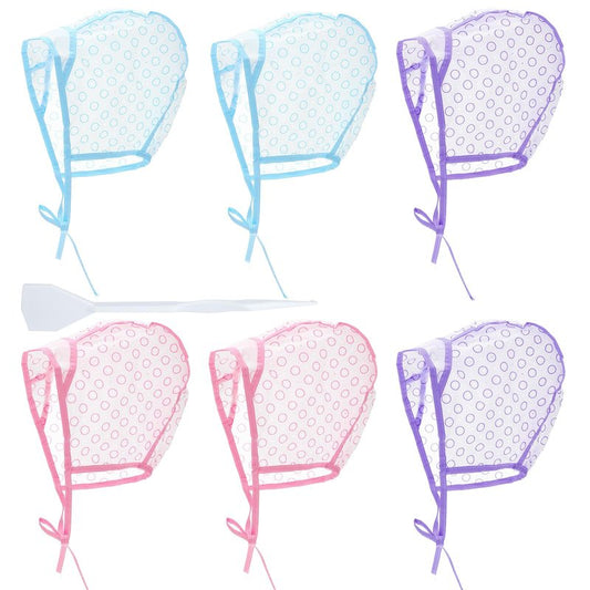 HJZHII 6 Pcs Hair Highlighting Caps, Hair Coloring Dye Cap with 6 Highlighting Crochet Hooks Highlight Hair Cap Dyeing Hairdressing Tool for Salon DIY Dyeing Hairdressing
