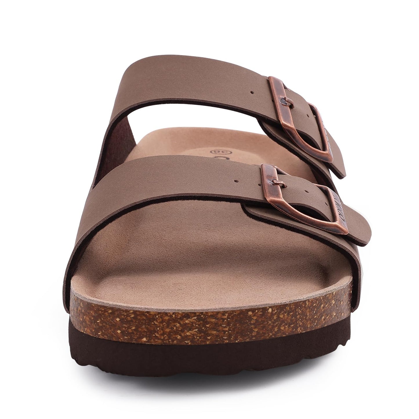 ODOLY Unisex Cork Footbed Slide Sandal, Arch Support Summer Outdoor Sandals with Adjustable Buckle for Women and Men, Brown 39 (8 Women/6.5 Men)