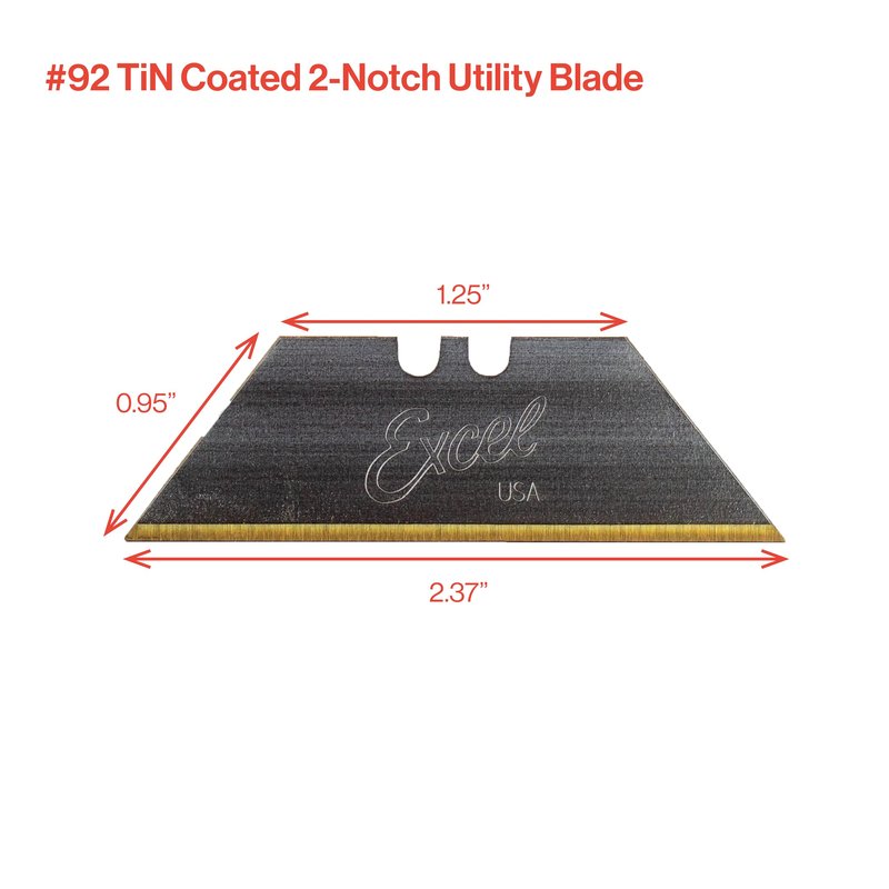 Excel Blades #92 Titanium Nitrade Coated Utility Knife Blades – Shatter Resistant High-Carbon Steel Razor Blades for Precision Cutting, 100 Pack Cutter Blade Replacement with Dispenser - Made In USA