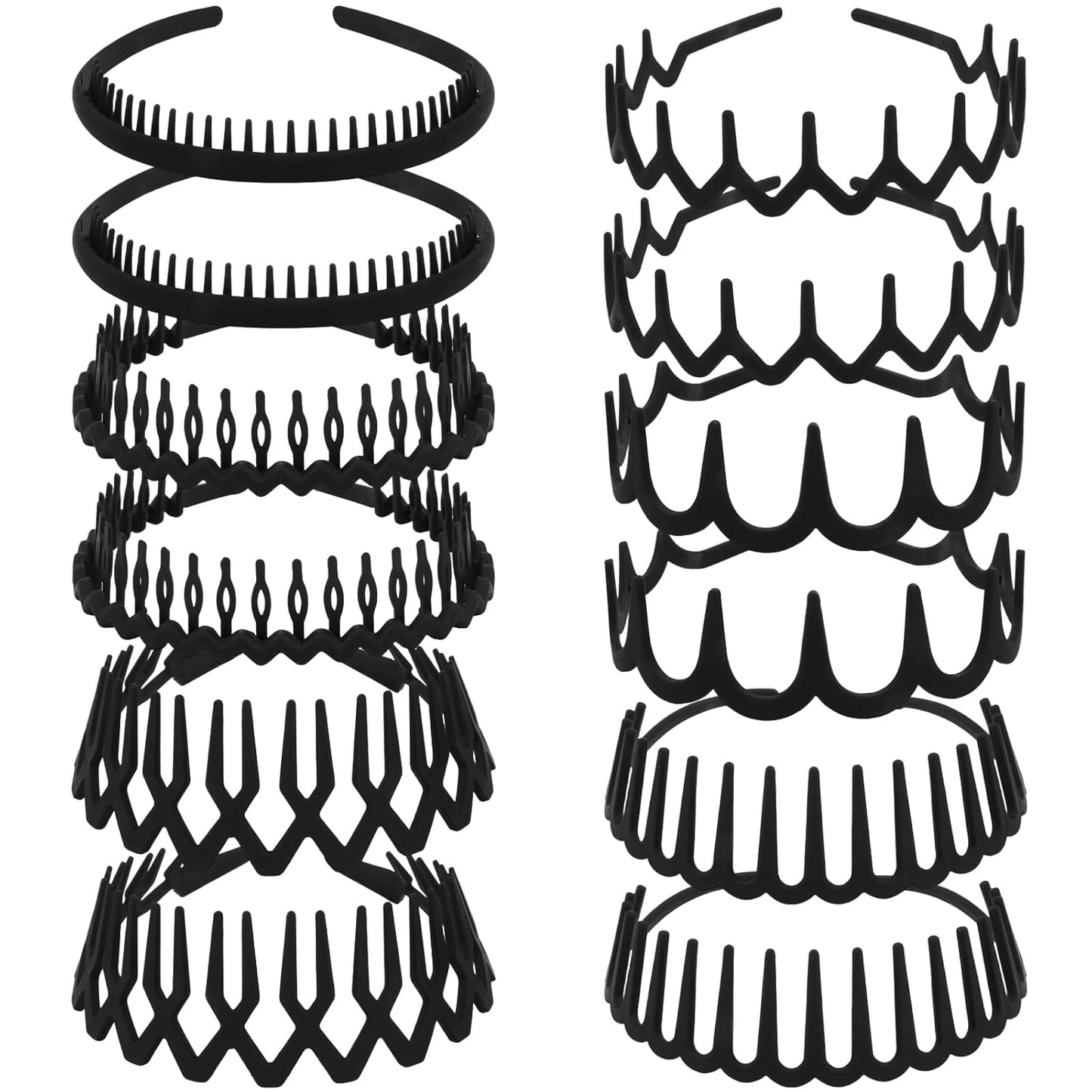 Zigzag Headbands for Women - 12Pcs Non-Slip Plastic Hair Accessories | 6 Stylish Designs