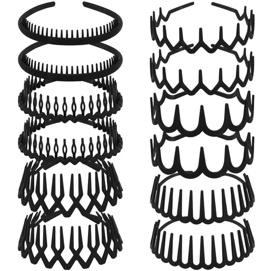 Zigzag Headbands for Women - 12Pcs Non-Slip Plastic Hair Accessories | 6 Stylish Designs