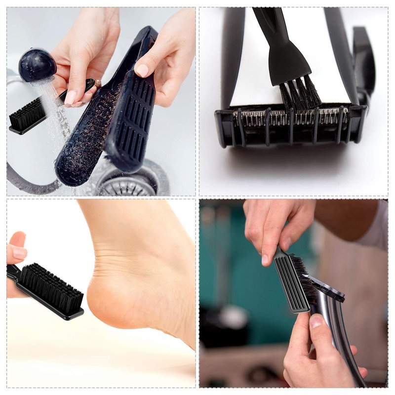 Patelai 2 Pieces Barber Clipper Brush Tools Set, Shaver Razor Trimmer Cleaning Brush with Drawstring Storage Pouch for Hair Cutting, Cleaning, Hair Stylist Tools and Salon Supplies(Black)