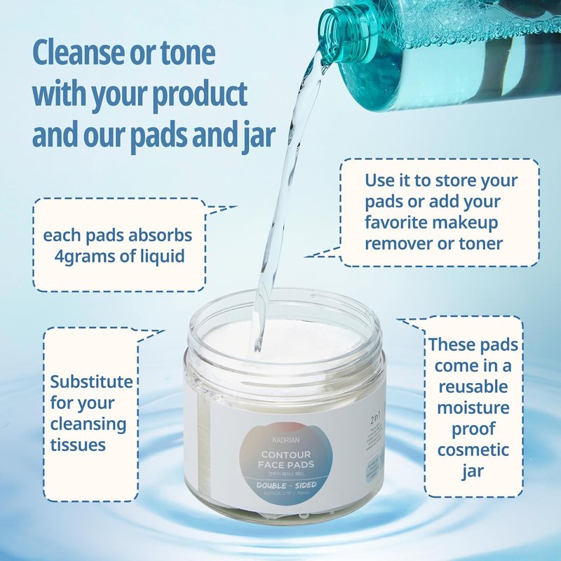Exfoliating Cotton Rounds - Double-Sided Korean Toner Pads | Lint-Free Makeup Remover for Skin Care