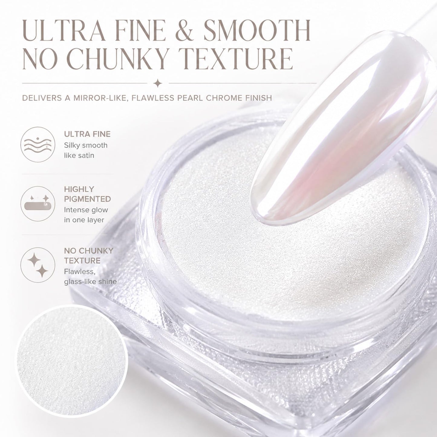 2 Jars White Pearl Chrome Nail Powder, Iridescent Aurora Chrome Powder Metallic Mirror Effect, Pearlescent Mermaid Dip Powder Nail Art Decoration,Chrome Powder for Nails, Resin Craft, 6g