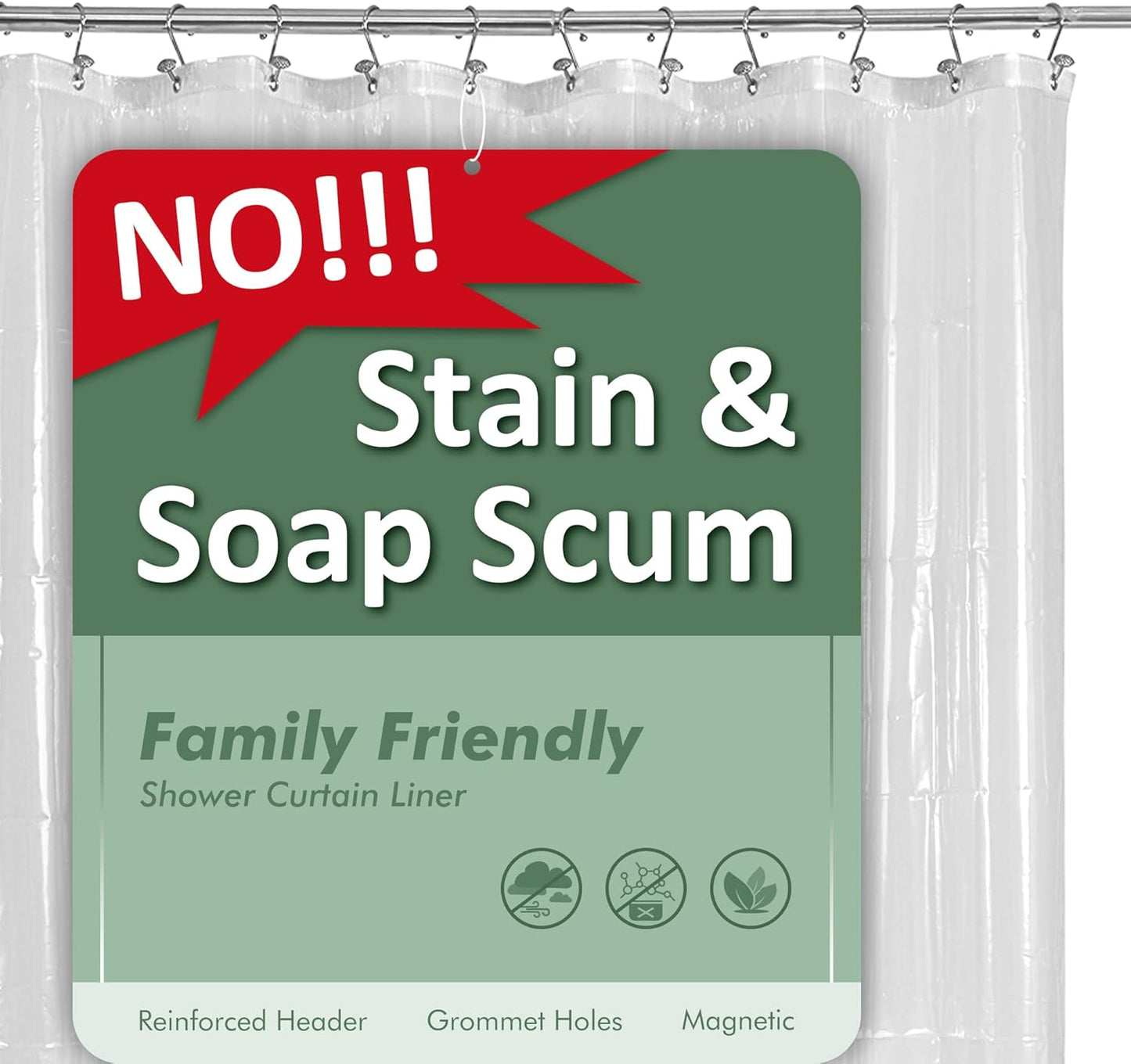 Clear Plastic Shower Liner - Premium Waterproof PEVA Curtain with Rustproof Grommets & 3 Magnets | Standard Size