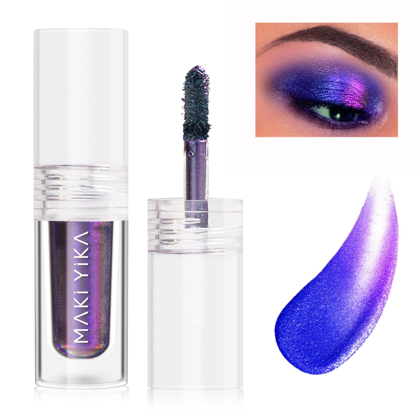 MAKI YIKA Chameleon Liquid Eyeshadow,Metallic Eyeshadow Liquid Intense MultiColor Shifting, Sparkling,Multichrome Eye Shadow Glitter High Pigment Longer-Lasting With No Creasing,Quick-Drying Makeup