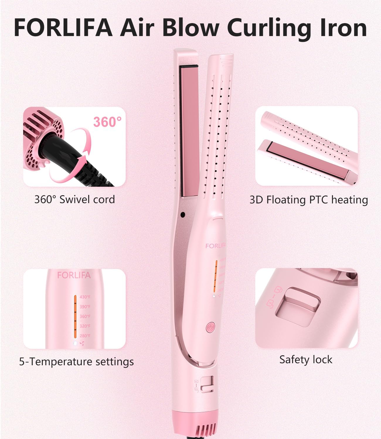 Mini Flat Iron Hair Straightener - 2-in-1 Cool Airflow Styler for Short Hair | Perfect for Pixie Cuts & Bobs