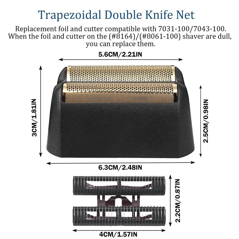 Shaver Replacement Foil Compatible with wahl 5 Star Series Finale Shaver 8164 8061-100, Super Close Gold Shaving Foil & Cutter Bar Assembly Compatible with wahl Shaver Foil Replacement,Black (2 Pack)
