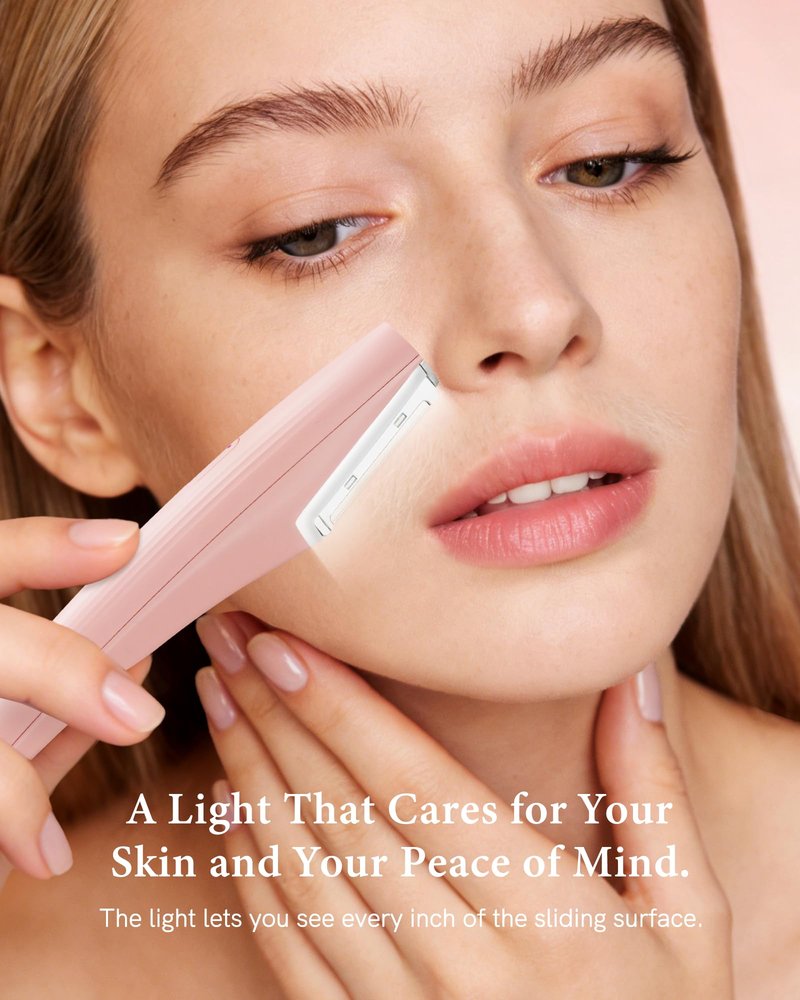 Sonic Dermaplaning Tool for Women Face, Professional Electric Facial Razor & Peach Fuzz Remover, 3-Speed Exfoliating Tool with LED Light, 10-Min Auto-Shutoff & 4 Replaceable Blades for Radiant Skin
