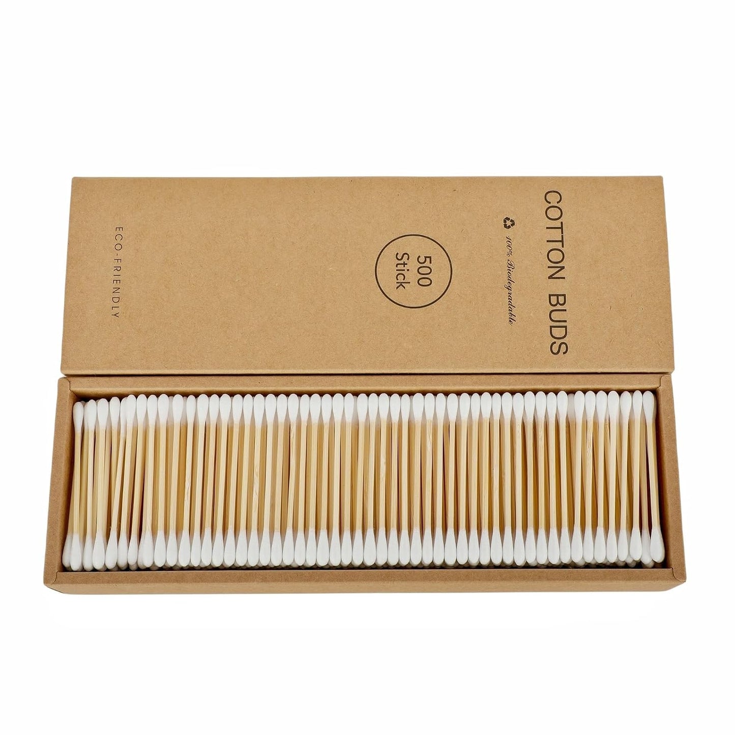 Premium Cotton Swabs - Biodegradable Organic Double Tips for Ear Wax Removal | 200 Pack, Green