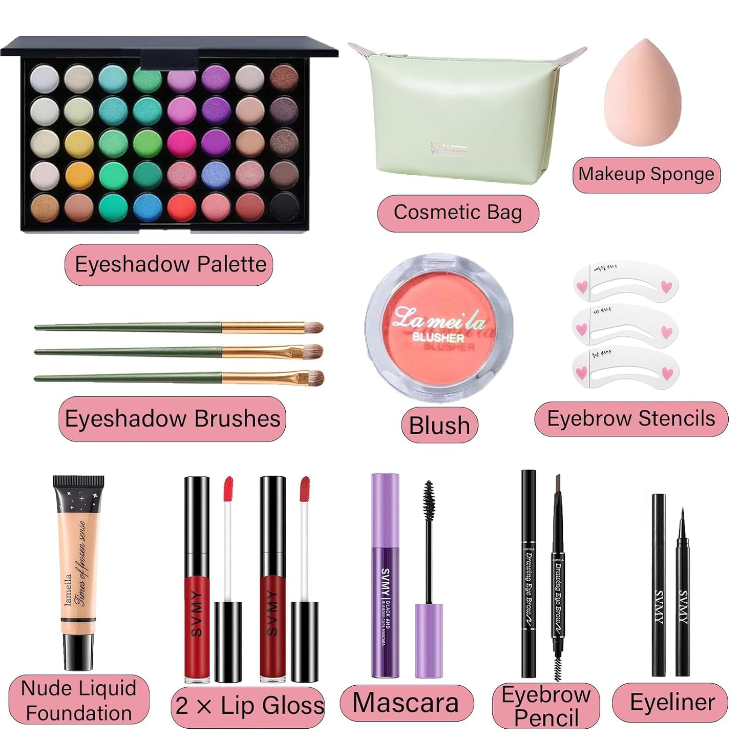 Makeup Set for Women - Complete Makeup Kit for Beginners & Pros | Travel-Friendly, Versatile Palette & Lip Gloss