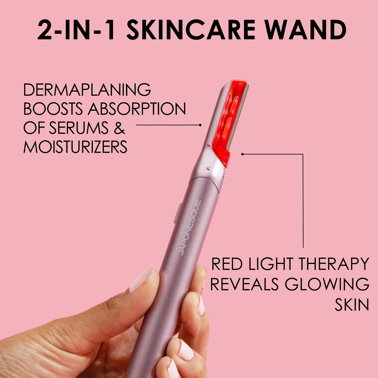 JAPONESQUE SKINTherapy LumeBlade Facial Dermaplane Razor with Soothing, Red Light Therapy at the Blade, Includes 2 Replacement Blades