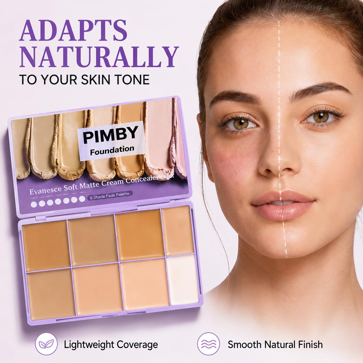 PIMBY Full Coverage Concealer Makeup for Dark Circles & Acne, Lightweight Under Eye & Face Concealer, Long Lasting Blendable Formula with Natural Flawless Finish for Women (Dark)