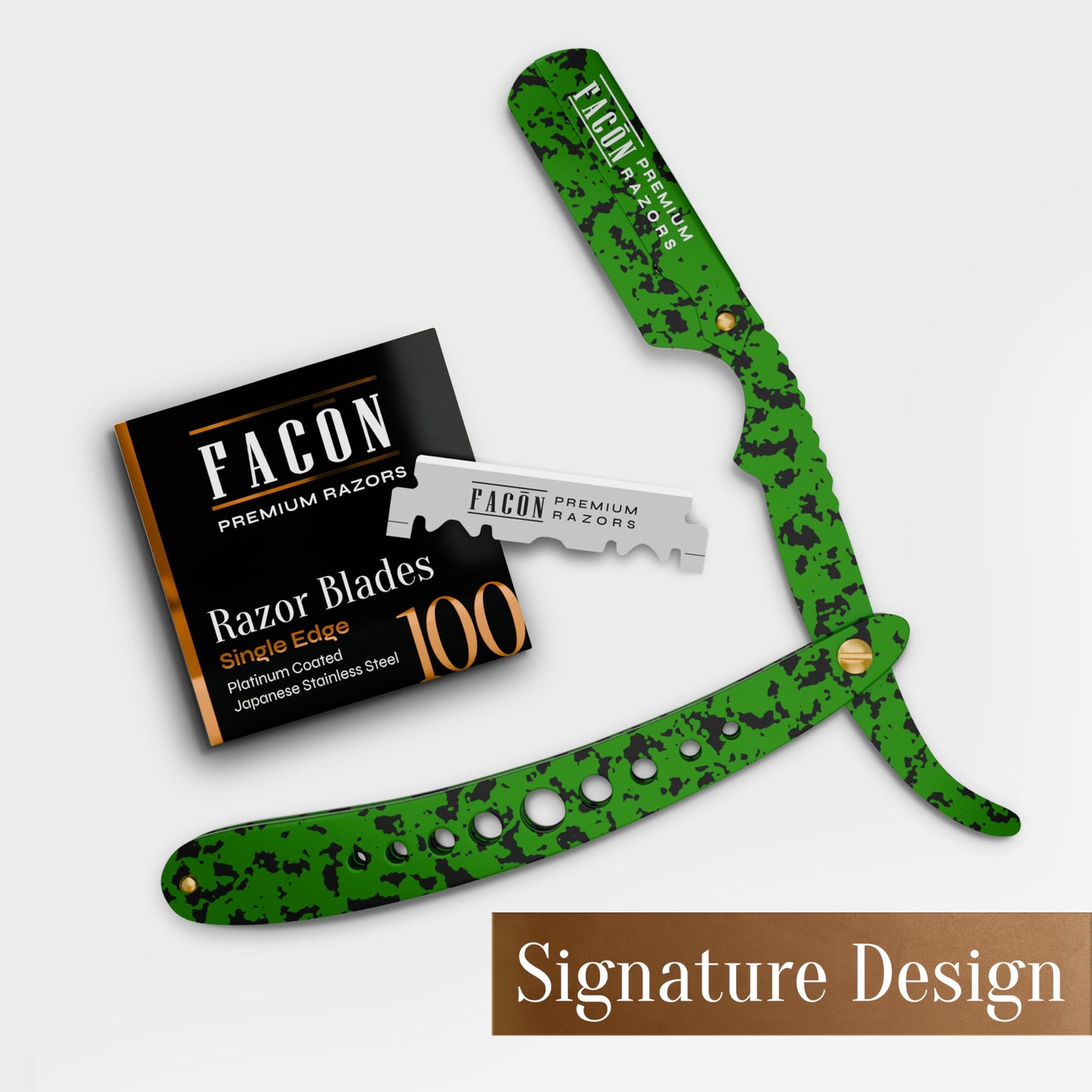 Facón Straight Razors for Men - Professional Barber Straight Edge Razor Kit with 100 Blades, Classic Stainless Steel Barbero Shaver for a Smooth & Precise Shave, Premium Barber Razor for Men's Shaving