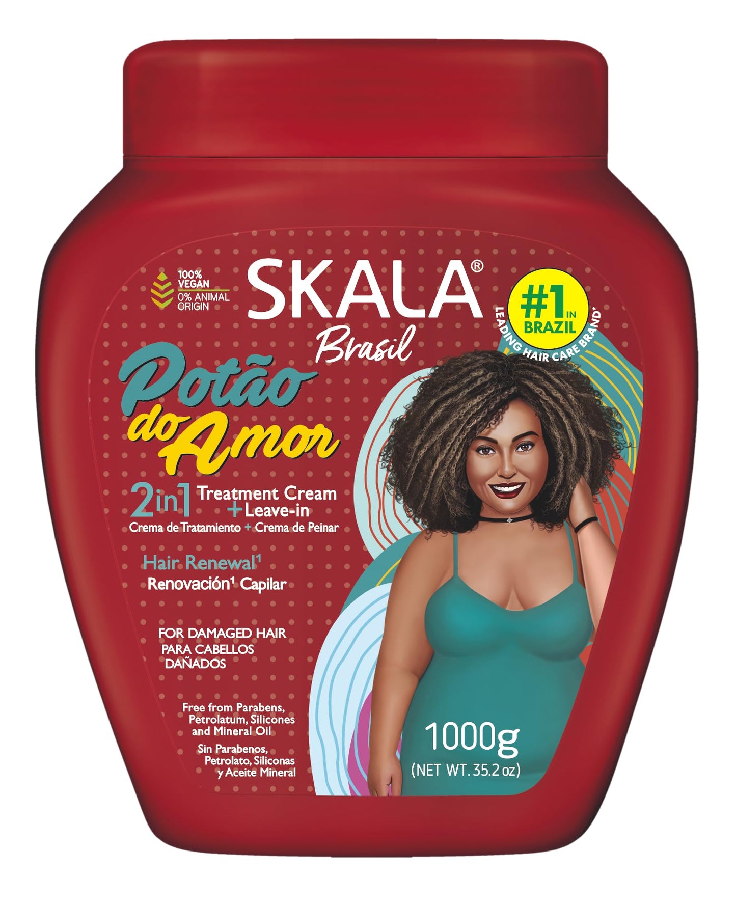 SKALA Potão do Amor 2-in-1 Treatment Cream and Leave-In Conditioner Multi-Ingredient Conditioning and Repair for All Hair Types, 35.2 oz