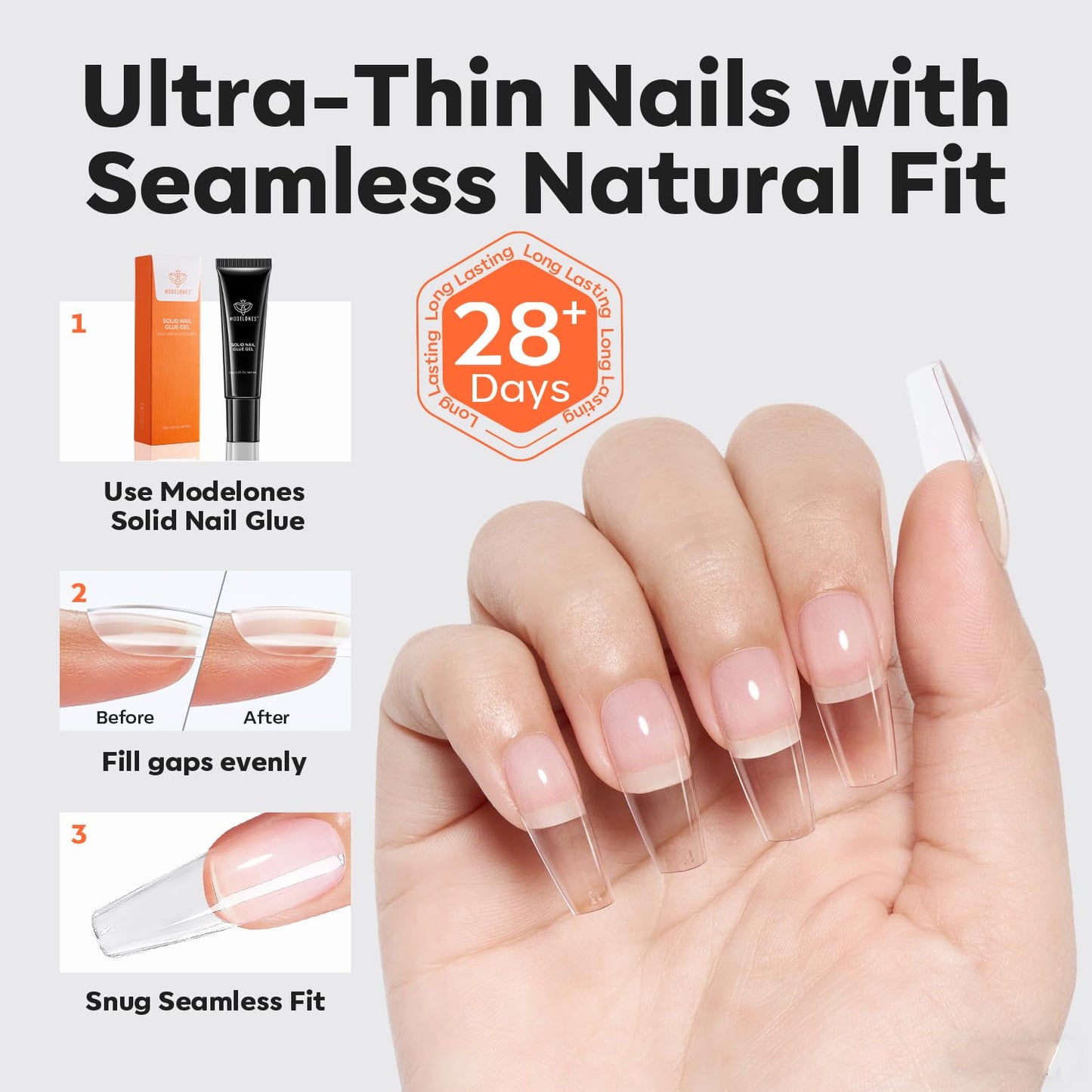 Modelones Pro Luxe Instant Nail Apex Tips 15 Sizes Medium Coffin Extension