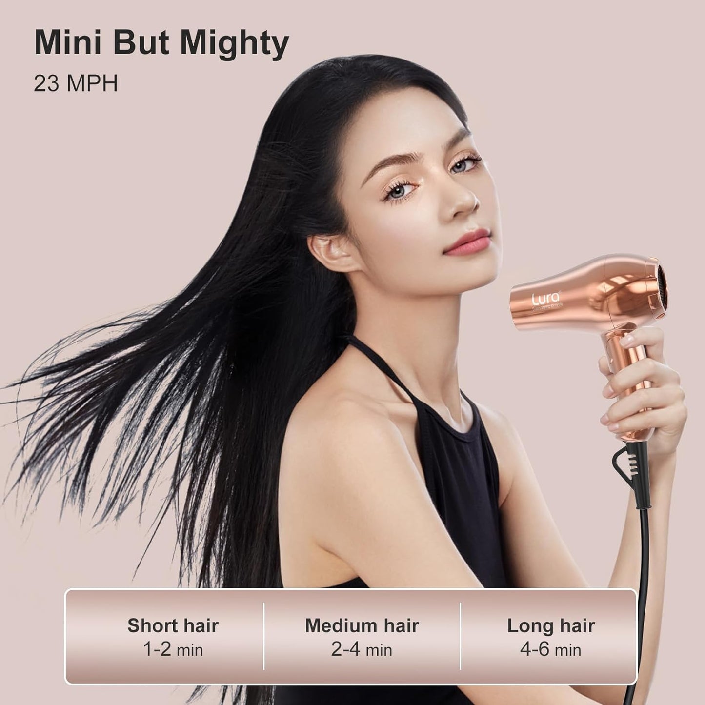 Travel Hair Dryer - Dual Voltage 1200W Mini Blow Dryer with Diffuser | Lightweight & Portable, EU/UK Plug