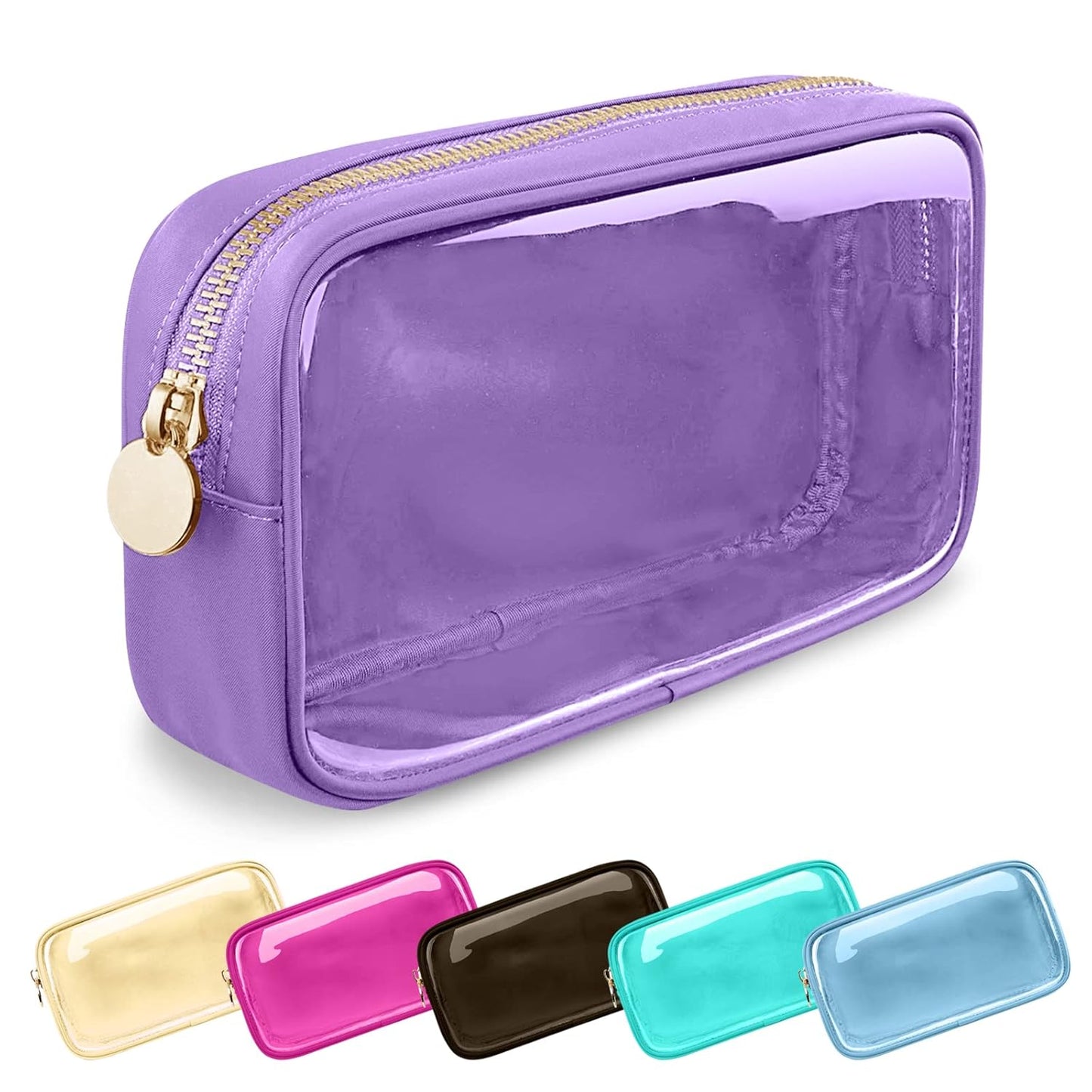Waterproof Mini Floral Makeup Bag - Nylon Travel Pouch for Women | Cute Zipper Toiletry Organizer (Mini White-Flowers)