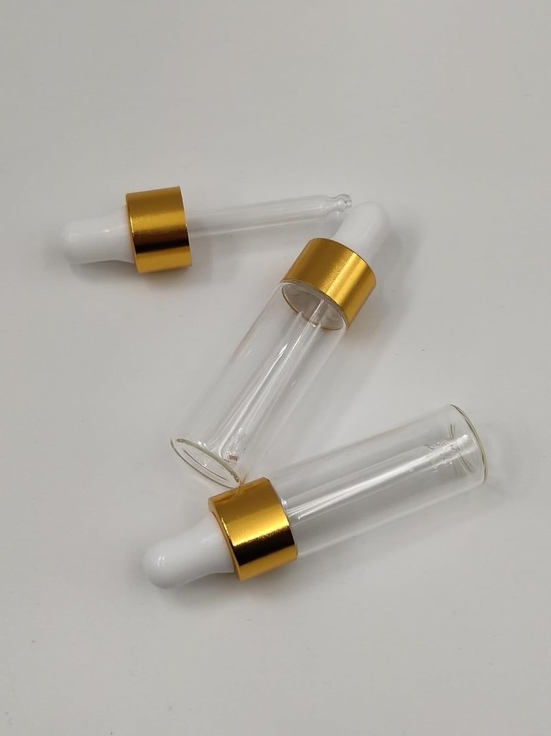 Mini Dropper Bottles - 15-Pack Clear Glass for Essential Oils & Aromatherapy | Gold Cap