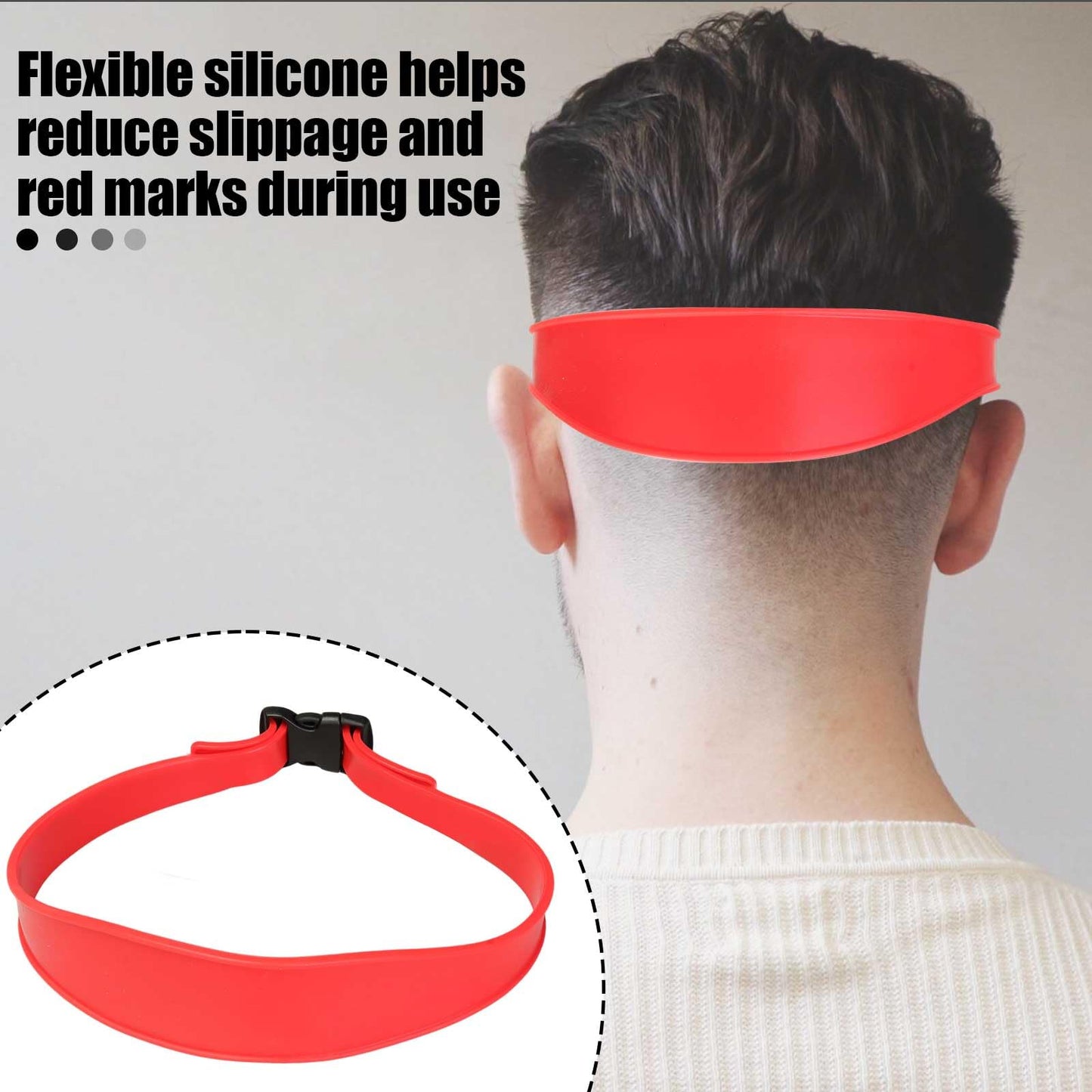 FOWSRHRG 1PC Neckline Shaving Template for DIY Self Haircutting, Adjustable Hair Trimming Guide, Silicone Curved Haircut Band for Cleaning Straight Neck Hairline (Red)