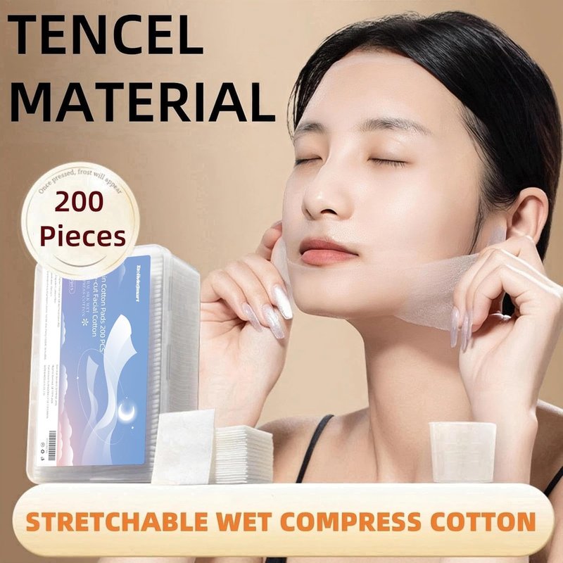 Stretchable Cotton Pads - 100% Unbleached Cotton for Toner, Makeup Remover | 200 Count, Lint-Free & Extra Soft