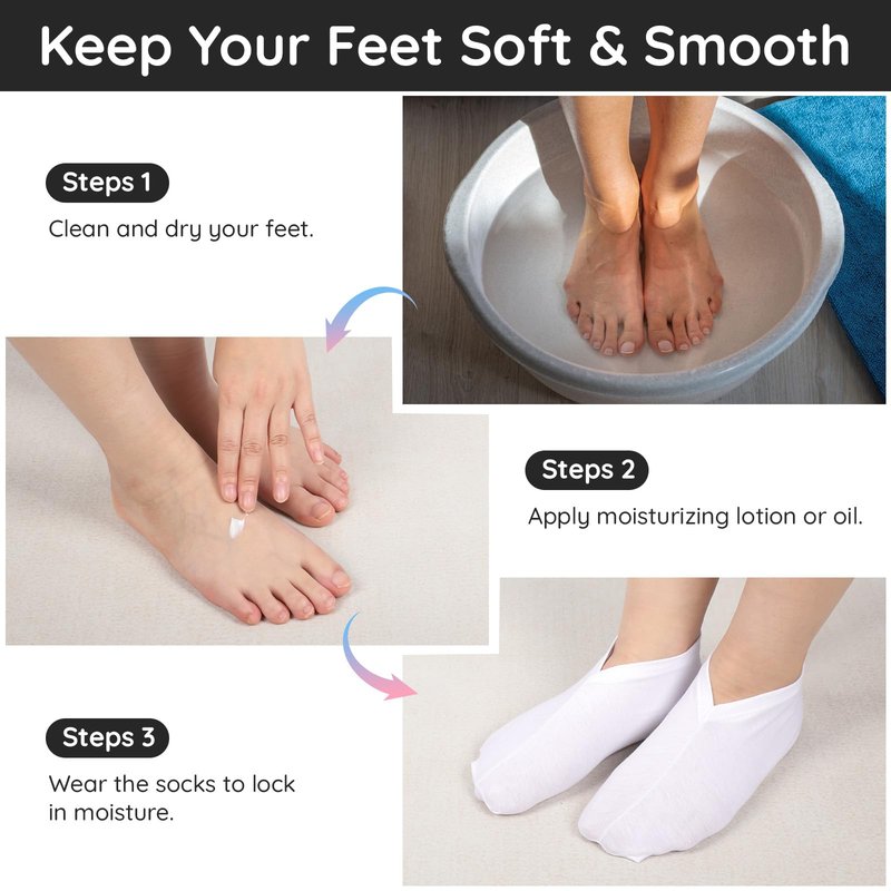 Segbeauty 12 Count Lotion Cotton Socks for Dry Cracked Feet Women, 6 Pairs Moisturizing Socks for Dry Feet, Sleep Sock for Cracked Heel Repair Overnight, Sleeping Foot Care Spa Gel Heel Protectors