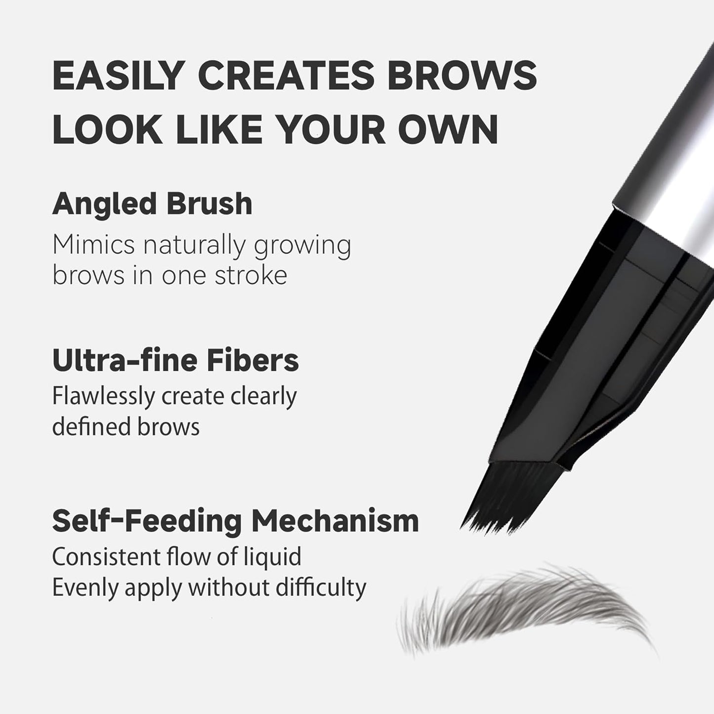 Eyebrow Pen - Waterproof Natural Brow Pencil for Women | Angled Brush, Long-Lasting Hair-Like Strokes in Granite