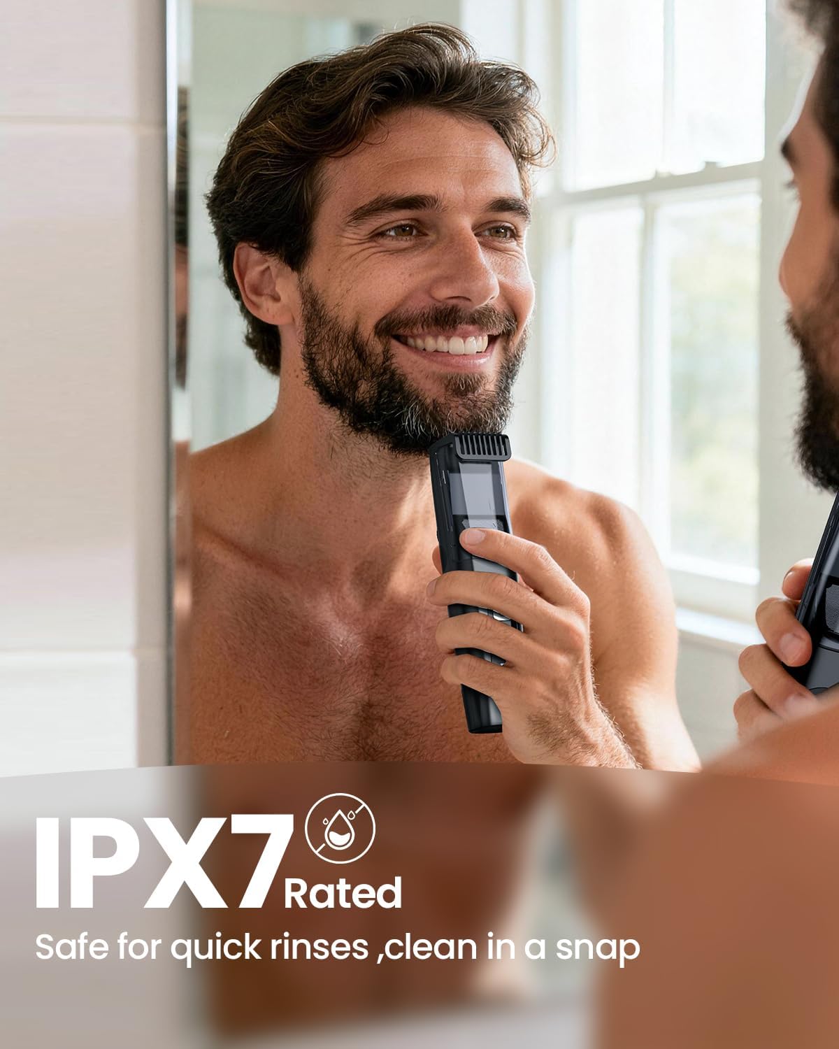 Beard Trimmer for Men - Adjustable Length Stainless Steel Blade | Waterproof Wet/Dry with LCD Display