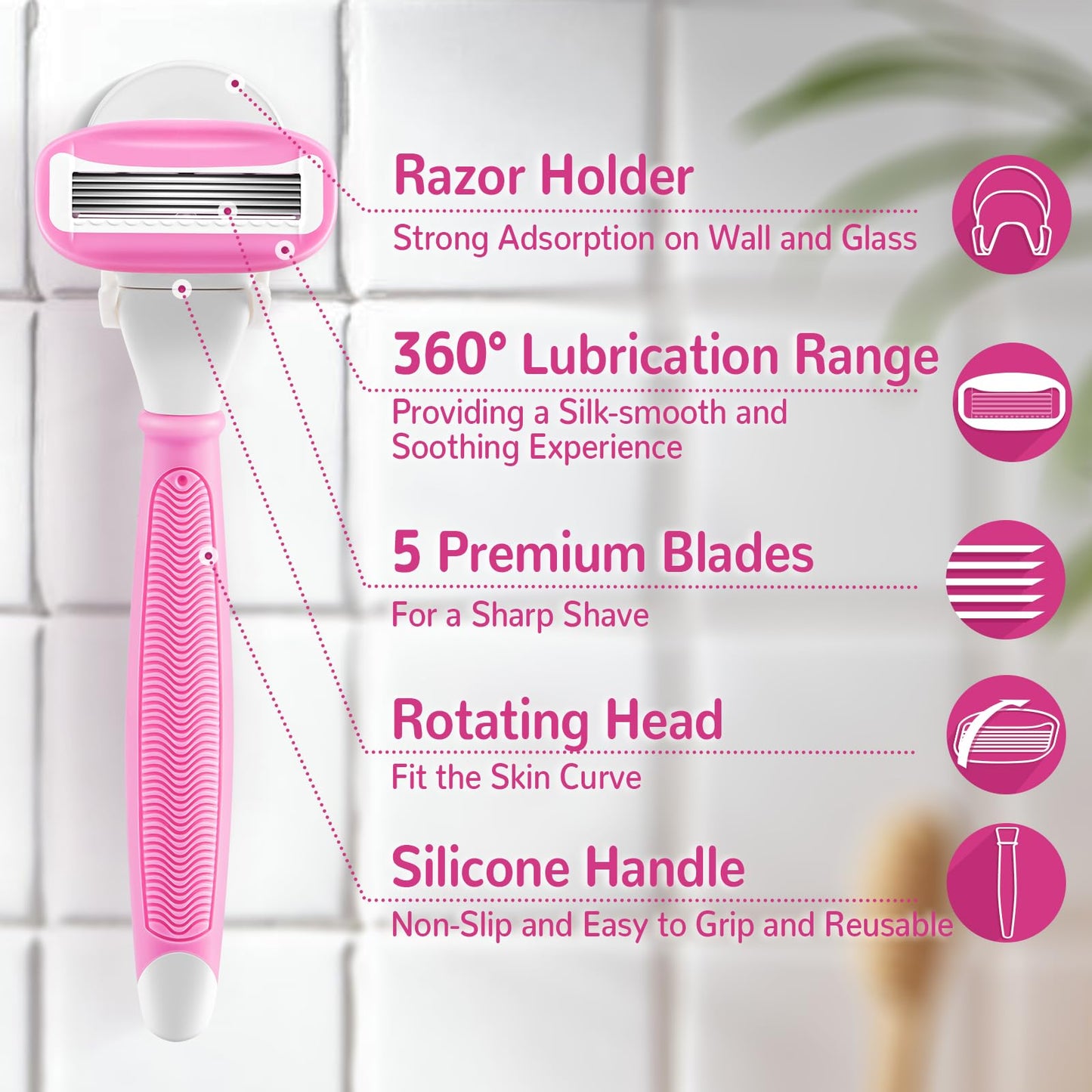 Women‘s Razor with 360° Lubrication Reduces Irritation, Blue
