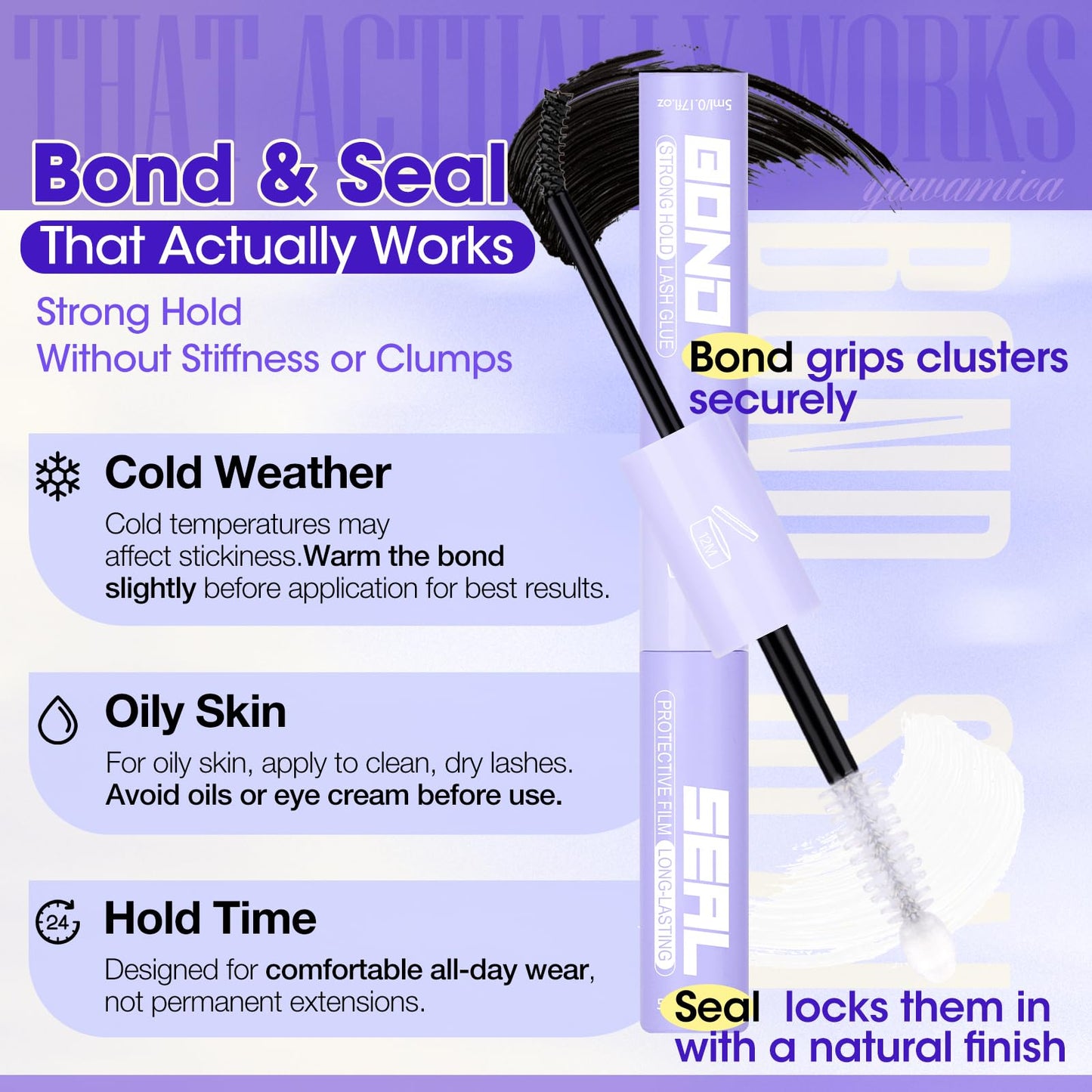 Fluffy Lash Clusters Kit 150D+200D+300D Thick Volume Cluster Eyelash Extensions 12-25mm Dramatic Long Eyelash Clusters Kit Wispy D Curl Cluster Lashes with Bond and Seal Lash Tweezers by Yawamica