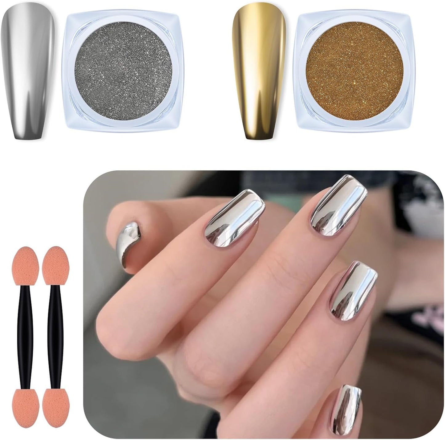 Chrome Nail Powder Kit - 24 Jars Magic White Pearl & Metallic Colors for Stunning Nail Art | Holographic Pigment for Resin Crafts