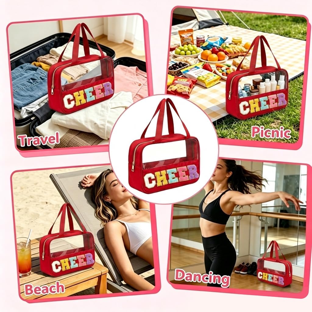 Cheer Makeup Bag - Waterproof Nylon Cosmetic Organizer with Handle & Zipper | Perfect Cheerleader Gift for Girls
