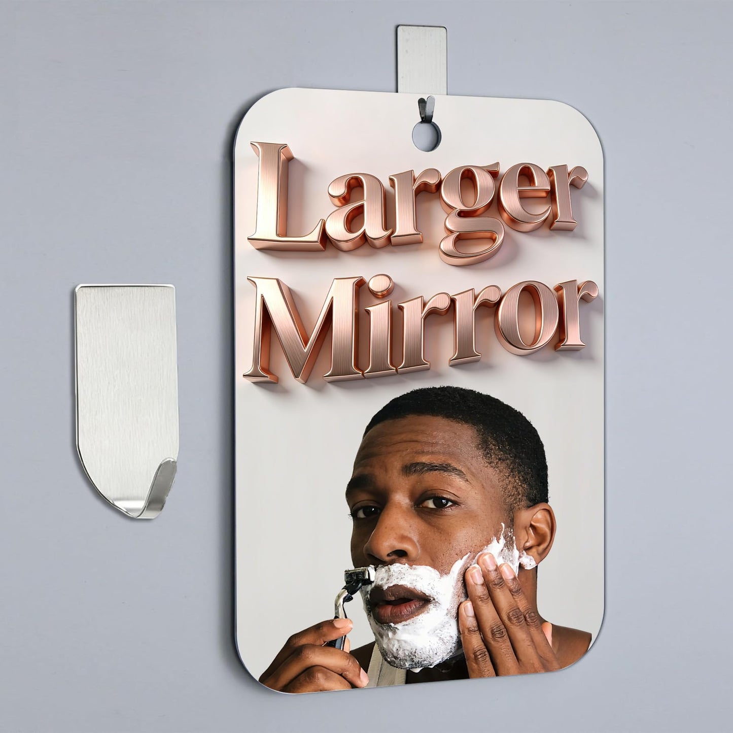 Thicken Shower Mirror Fogless for Shaving,(Medium 8.64x4.73 Inch) Shatterproof Anti Fog Shaving Mirror Holder NO-Drilling, No Fog Free,Small Wall Mounted Bathroom Accessories Camping Hanging Men