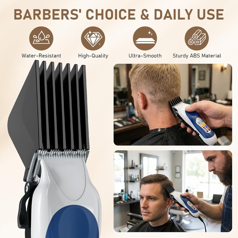 Clipper Guards - Professional Hair Clipper Combs for Wahl | Extra Long 1.25", 1.5", 1.75", 2" Sizes, Black