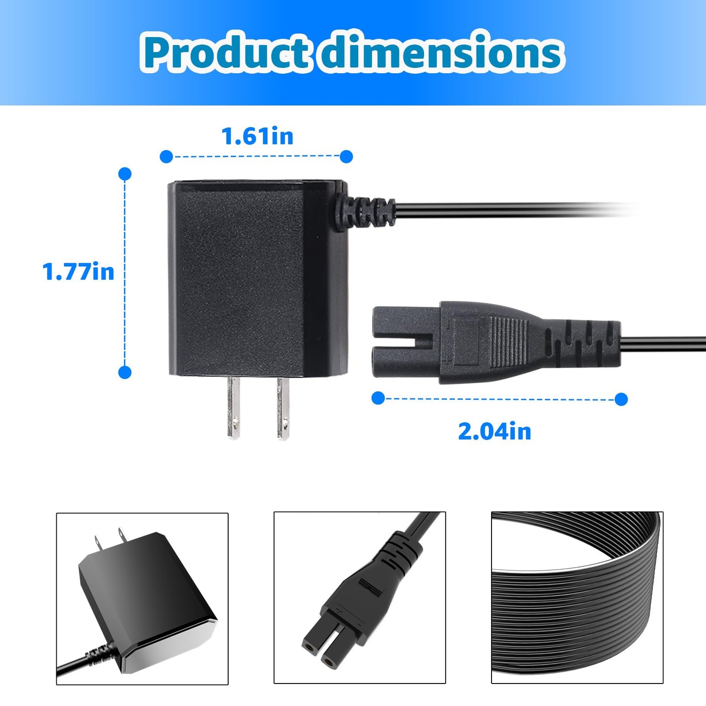 Norward 8.6V Charger for Pool Blaster Cordless Pool Vacuum Compatible with Pool Blaster LC099-2SK 22151EL 21051DL 26050SL 26051SL,Pool Vacuum Charger Supply,2 Prong AC DC Power Cord