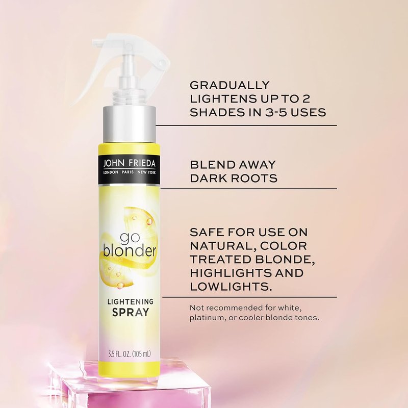 John Frieda Go Blonder Lightening Spray - Gradual Hair Lightening for Natural & Color-Treated Hair | 3.5 Oz, Pack of 2