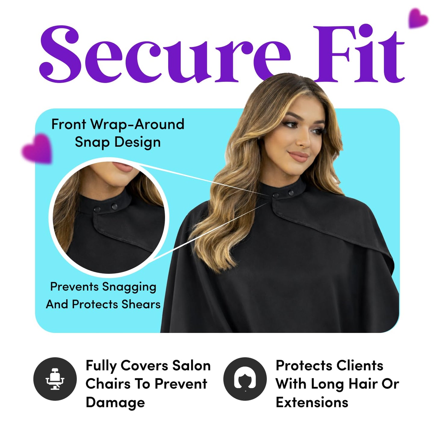 Mane Squeeze Bleach-Proof Hair Cutting/Color Cape, Black, Unisex Adult