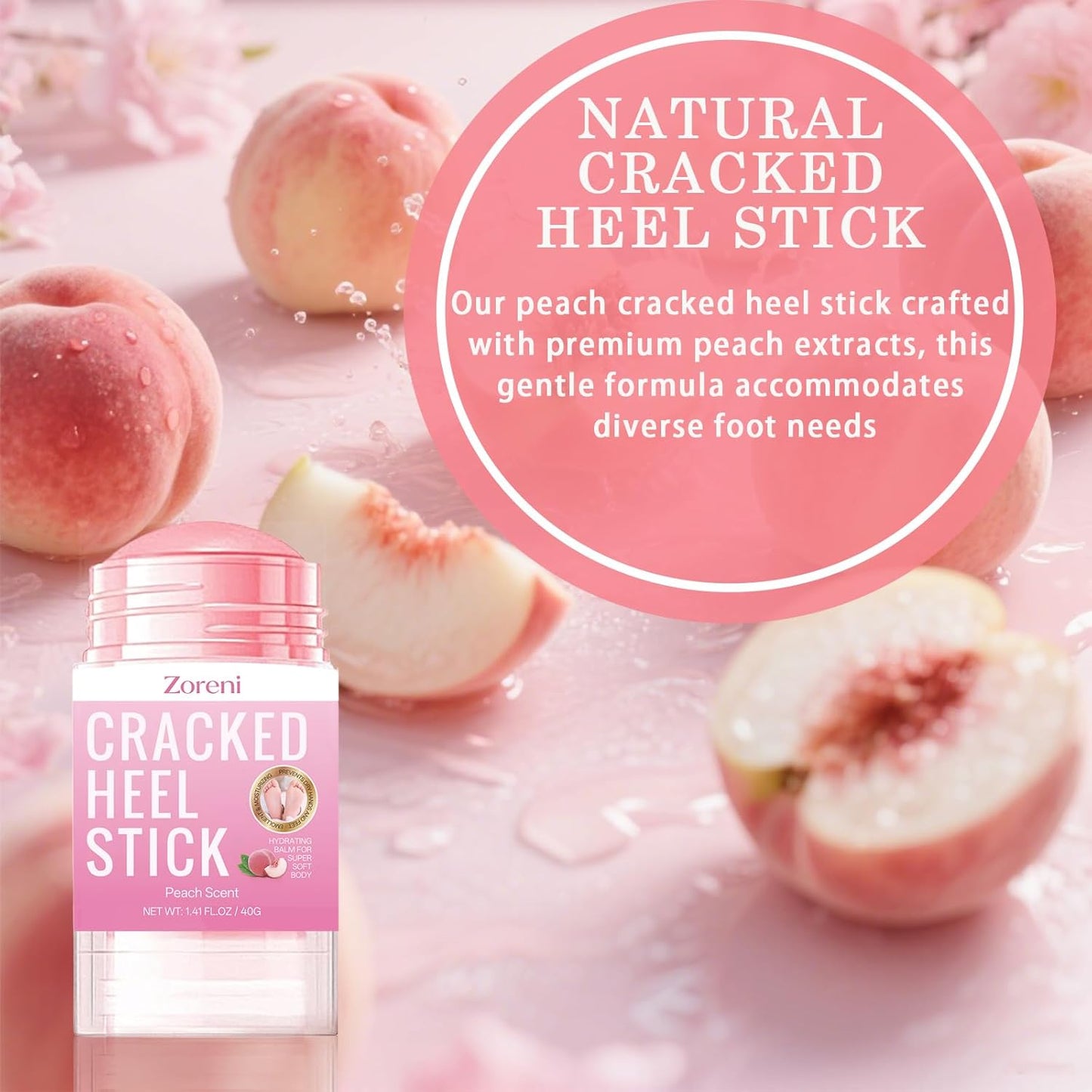 Hydrating Foot Cream - Anti-Cracking Cracked Heel Stick | 2pcs Peach & Honey for Dry Feet