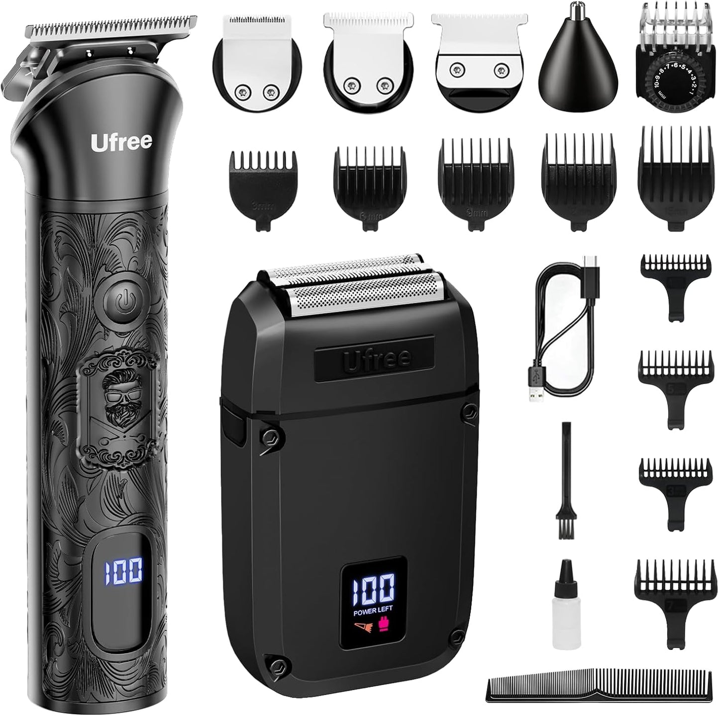 Electric Razor for Men - Ufree Foil Shaver & Beard Trimmer Grooming Kit | Cordless Hair Clippers for Bald Heads