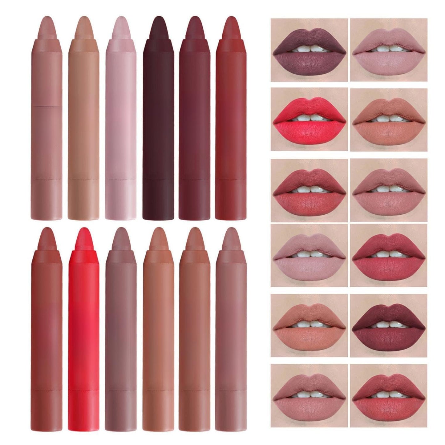 Agrifilm Matte Velvet Lipstick Lip Crayon Nourishing Non-Stick Cup Lip Stain Lip Gloss,Long-lasting Waterproof Lip Stick Lip Makeup for Women (6)