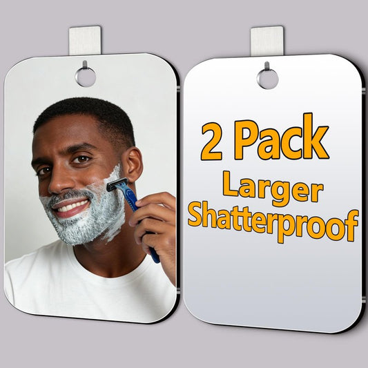 JEIAKONJI 2 Pack Shower Mirror for Shaving, Shower Mirror for Shaving Men(Lager 10.7 x 8 Inch); Small Wall Mirrors for Showers, Shatterproof Plexiglass Makeup Mirrior, Travel Camping Showers Mirrors