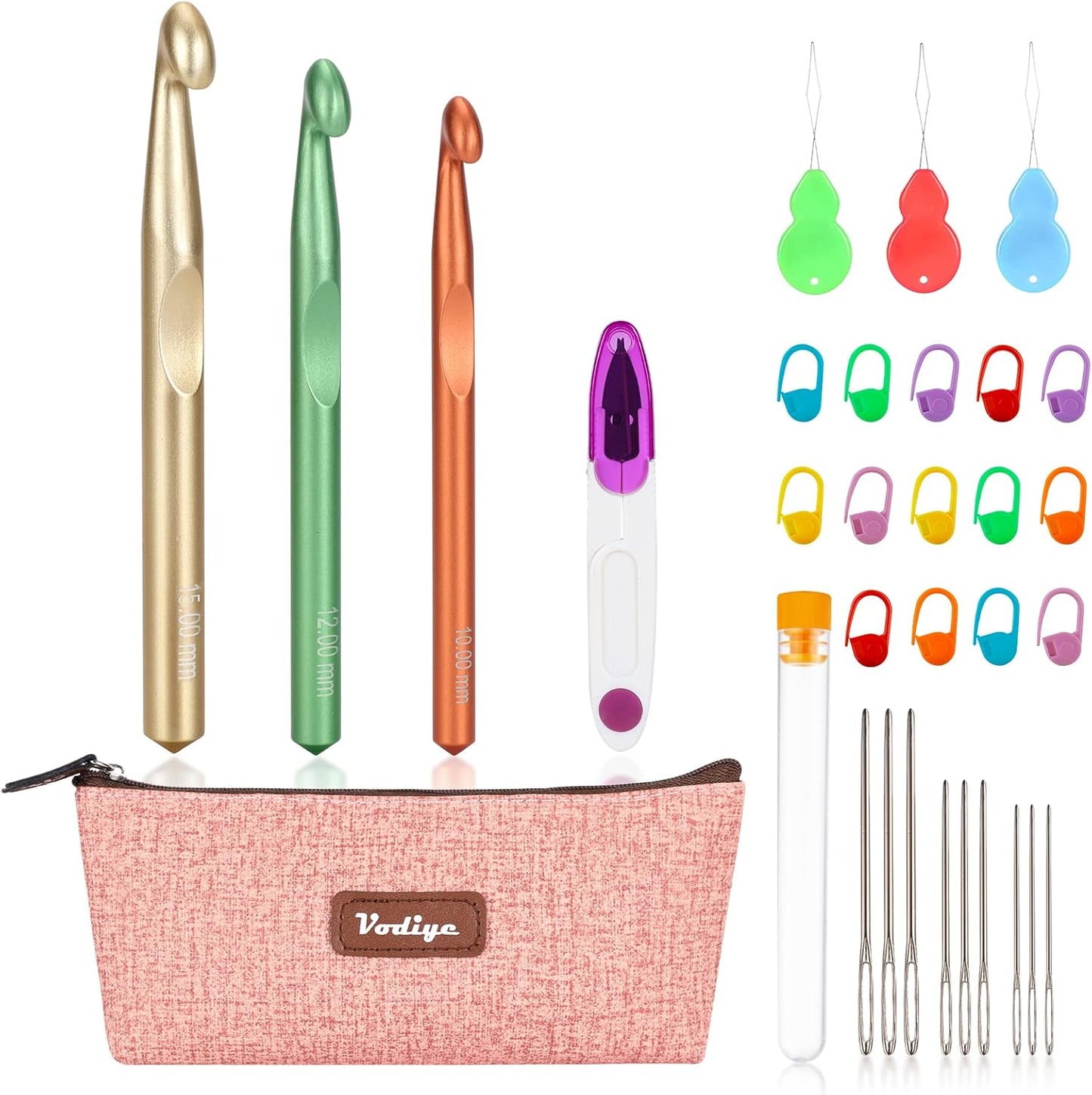 Ergonomic Crochet Hooks Set - 21 Sizes 0.5–10.0mm | Soft Grip Needles with Roll Bag for Comfort
