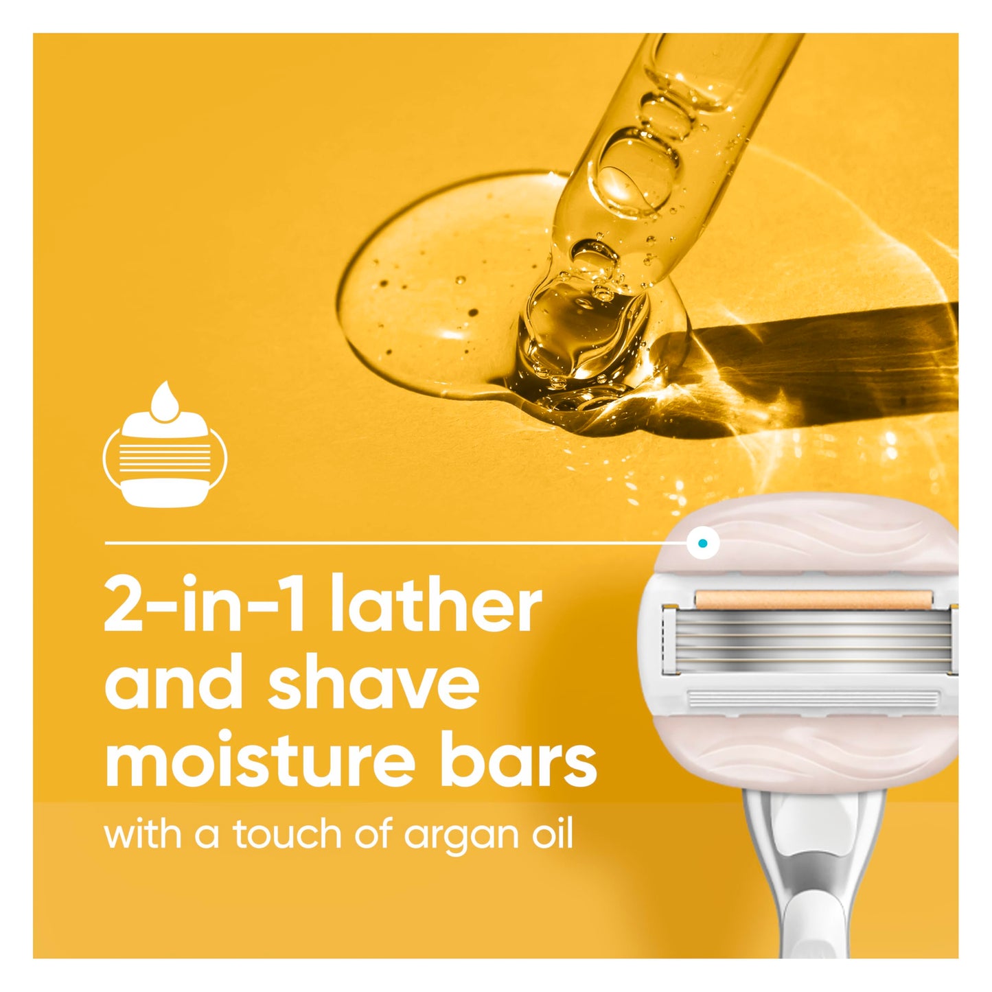 Gillette Venus Moistureglide Women's Razor Refills, 5 Refill Cartridges, Fits Venus Reusable Razor Handles, 5-Bladed Razor Blades with Built-in Shave Gel Bars, Women's Razor