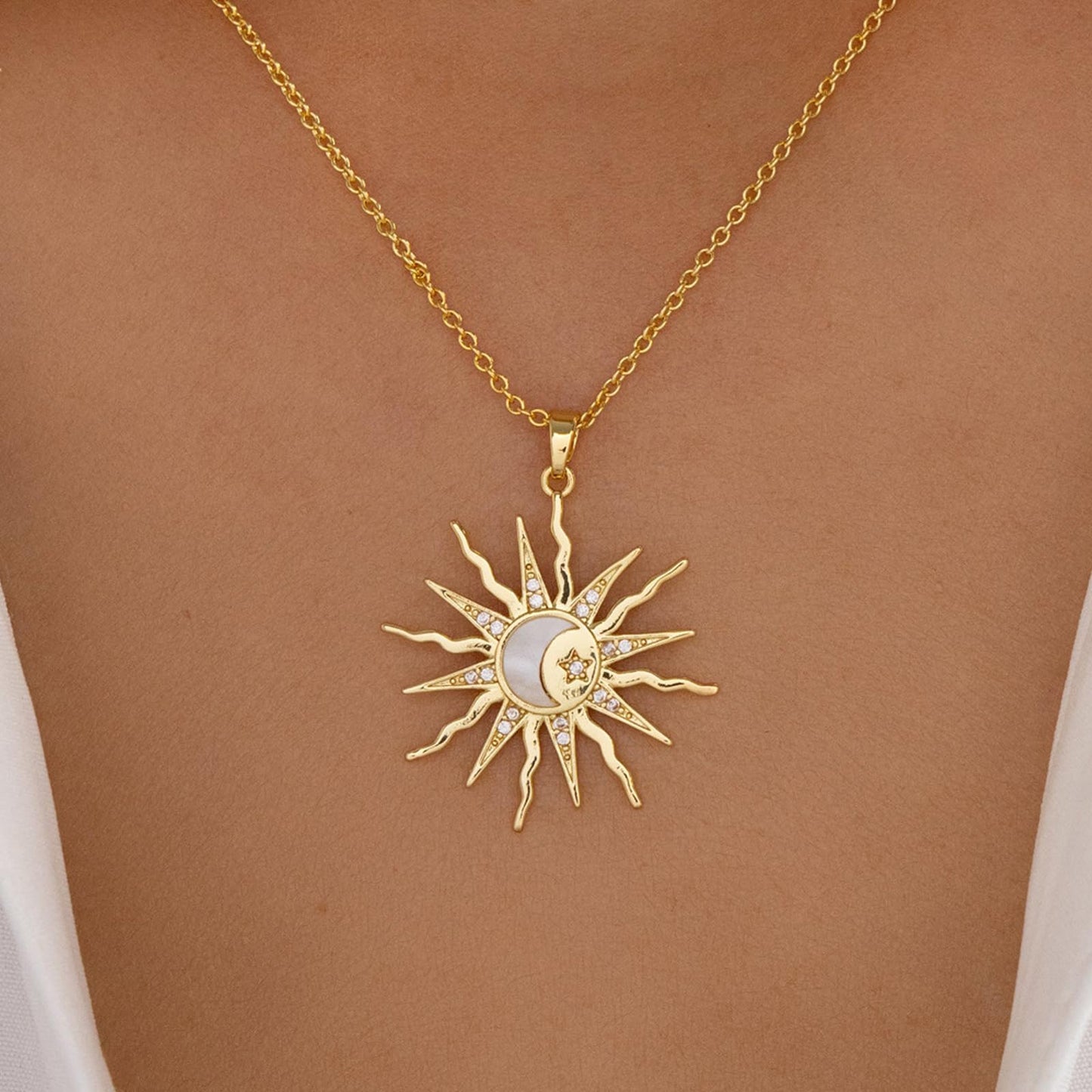 14K Gold Pendant Necklace for Women - Dainty Tiny Pendant Choker, Delicate Gold Chain Necklace, Trendy Jewelry Gift
