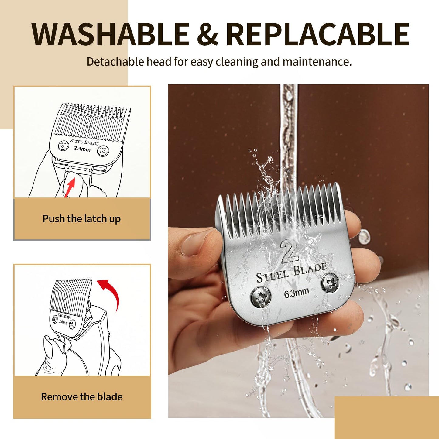 2# Steel Detachable Hair Clipper Blade Replacement, 1/4 Inch