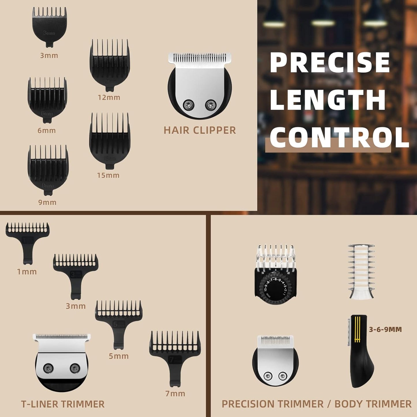 Ufree Beard Trimmer for Men - Cordless Electric Hair Clipper & Grooming Kit | Adjustable Mustache & Facial Hair Shaver